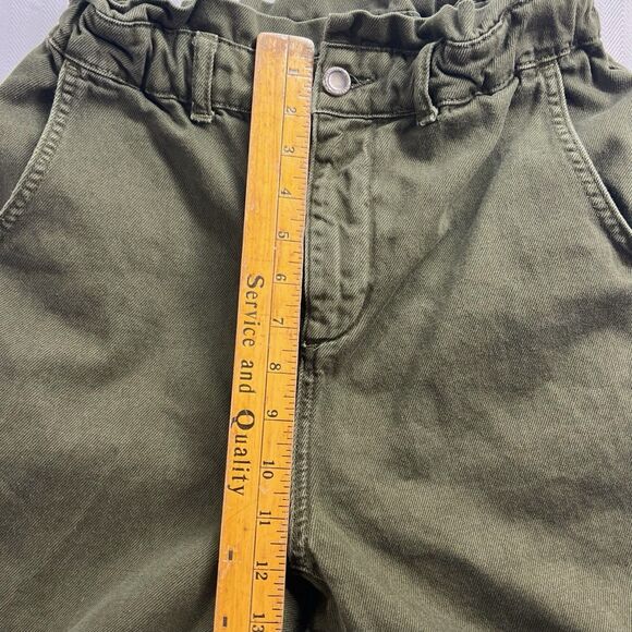 Zara Army Green (Dark Khaki) High Waisted Baggy Paperbag Jeans Women Size 4 - Picture 6 of 10